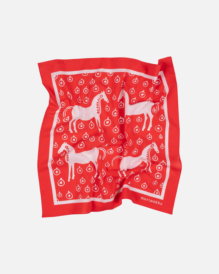 Astrilli Musta Tamma Cotton Scarf | Red, Pink | 22" x 22"
