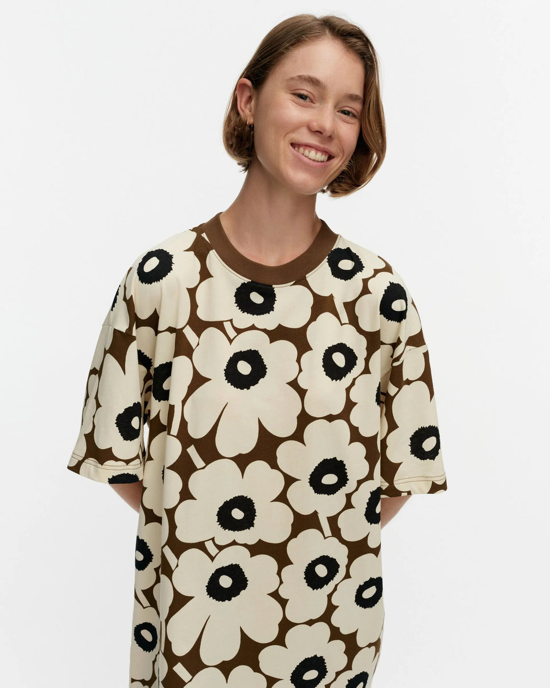 Palikka Unikko Jersey Tunic Dress | Brown, Sand, Black