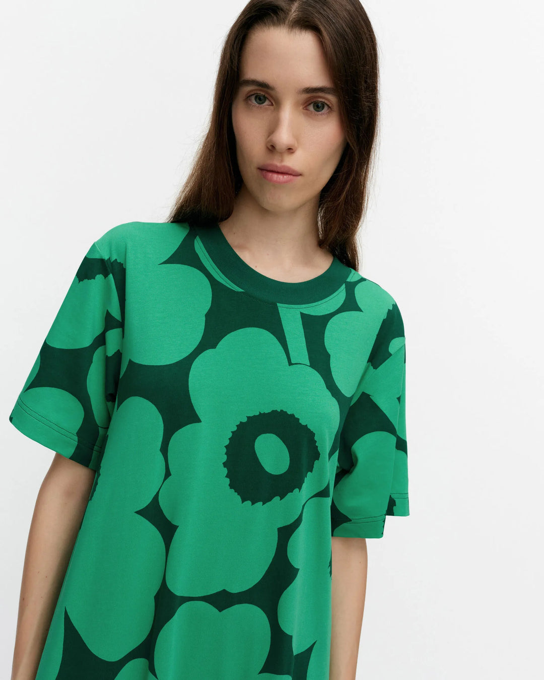 Koostua Unikko Shortsleeve Jersey Dress | Green, Dark Green