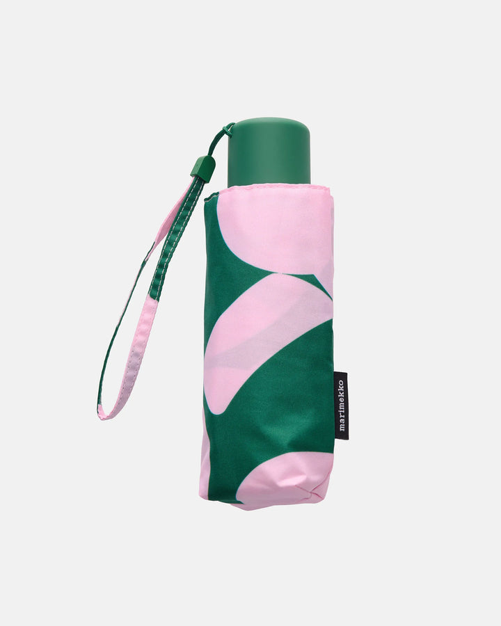 Mini Manual Unikko Umbrella | Dark Green, Pink