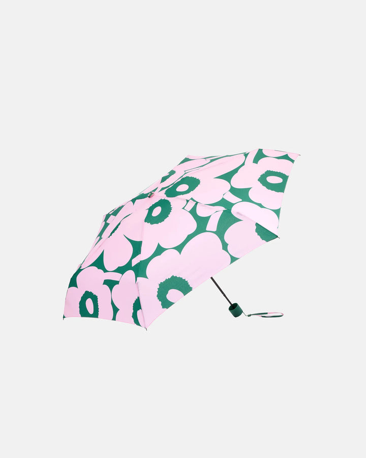 Mini Manual Unikko Umbrella | Dark Green, Pink