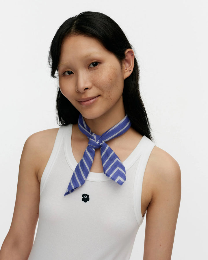 Astrilli Piccolo Cotton Scarf | Blue, Light Grey | 22" x 22"