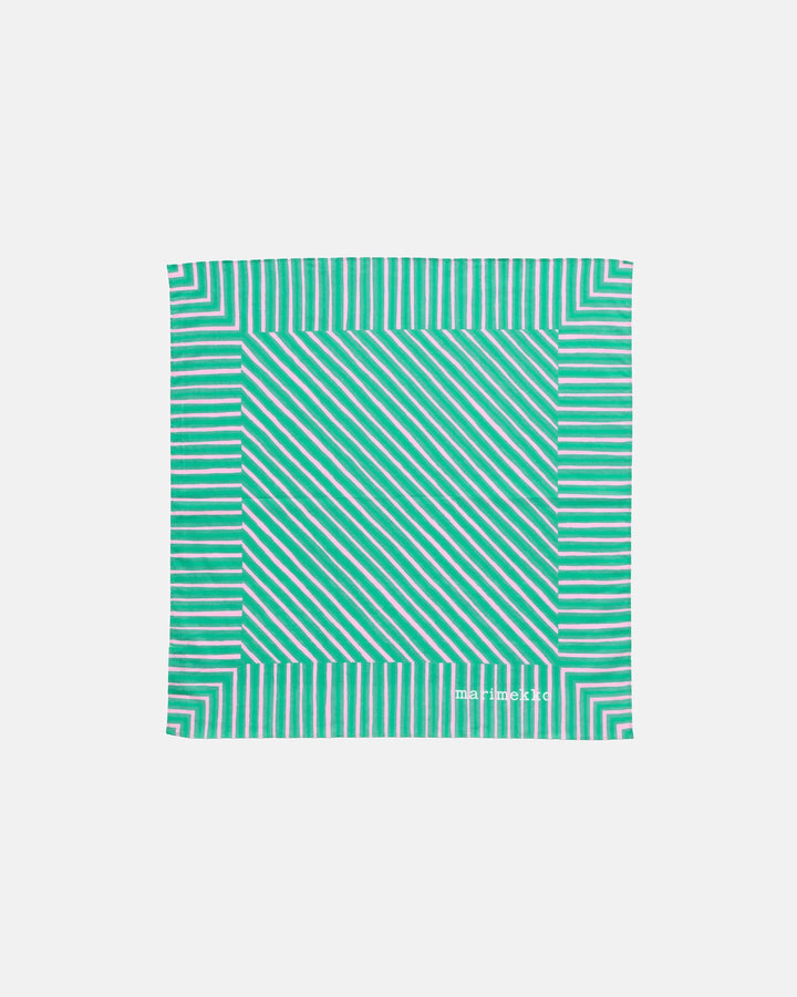 Astrilli Piccolo Cotton Scarf | Green, Light Pink | 22" x 22"