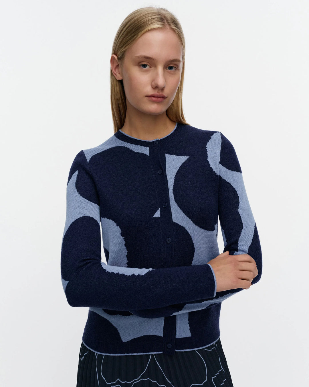Harhautus Unikko Knitted Cardigan | Blue, Dark Blue