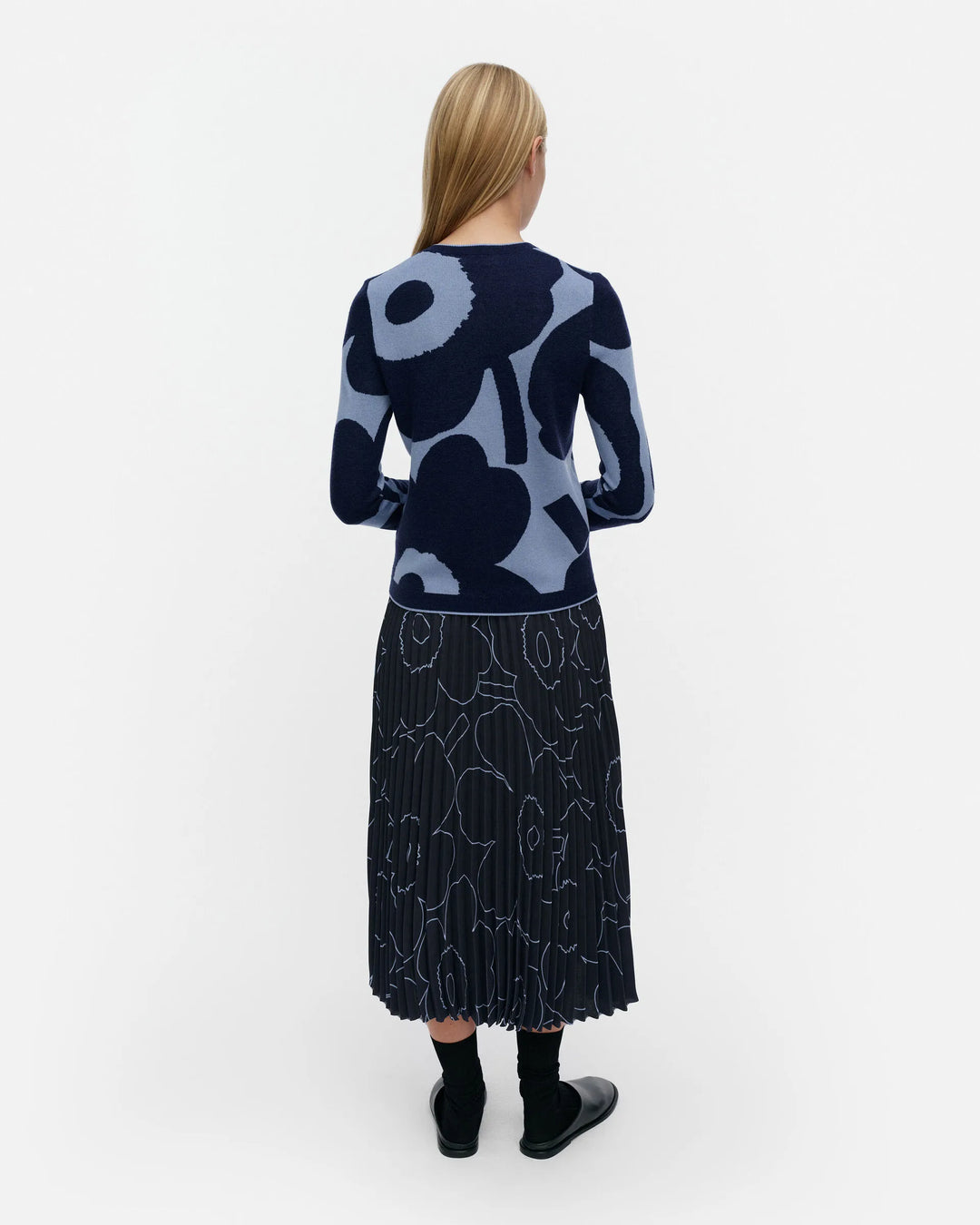 Harhautus Unikko Knitted Cardigan | Blue, Dark Blue