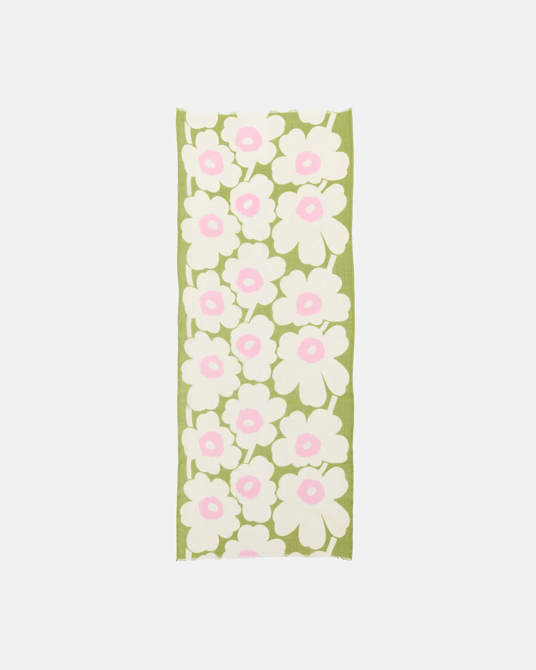 Fiore Unikko Wool Scarf | Green, Yellow, Pink | 28" x 72"