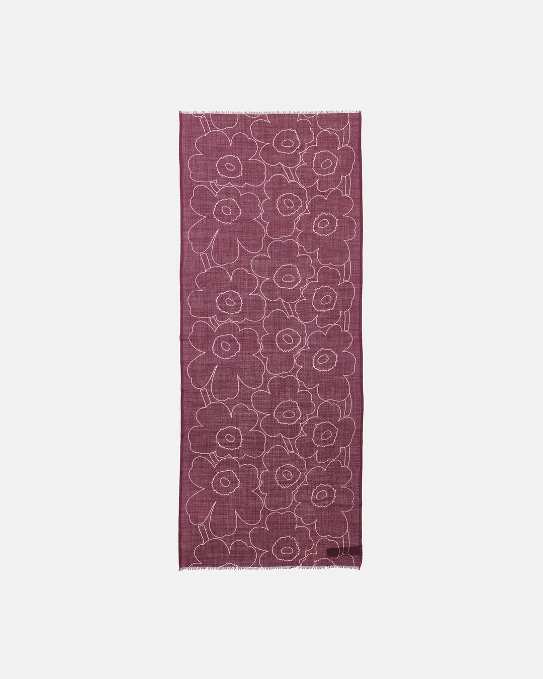 Fiore Piirto Unikko Wool Scarf | Wine, Dark Blue | 28" x 72"