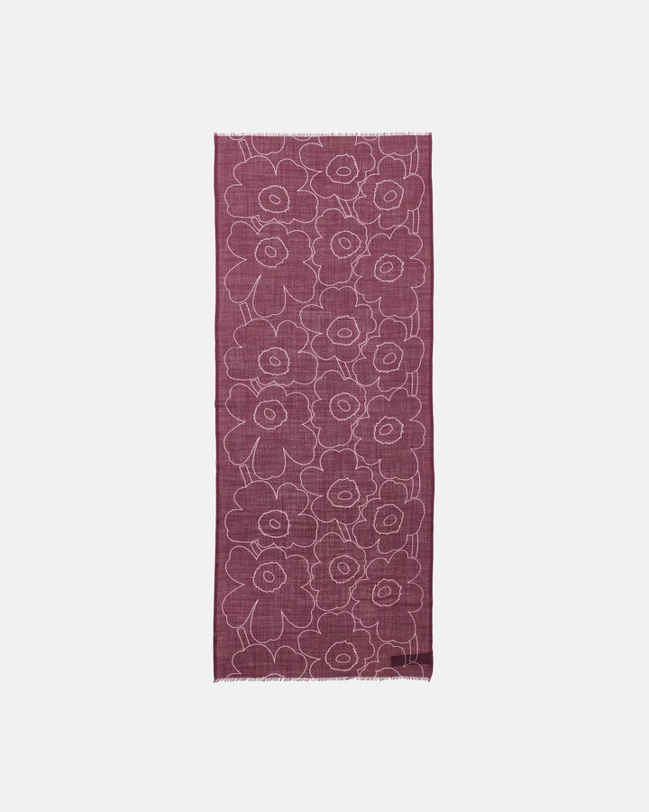 Fiore Piirto Unikko Wool Scarf | Wine, Dark Blue | 28" x 72"