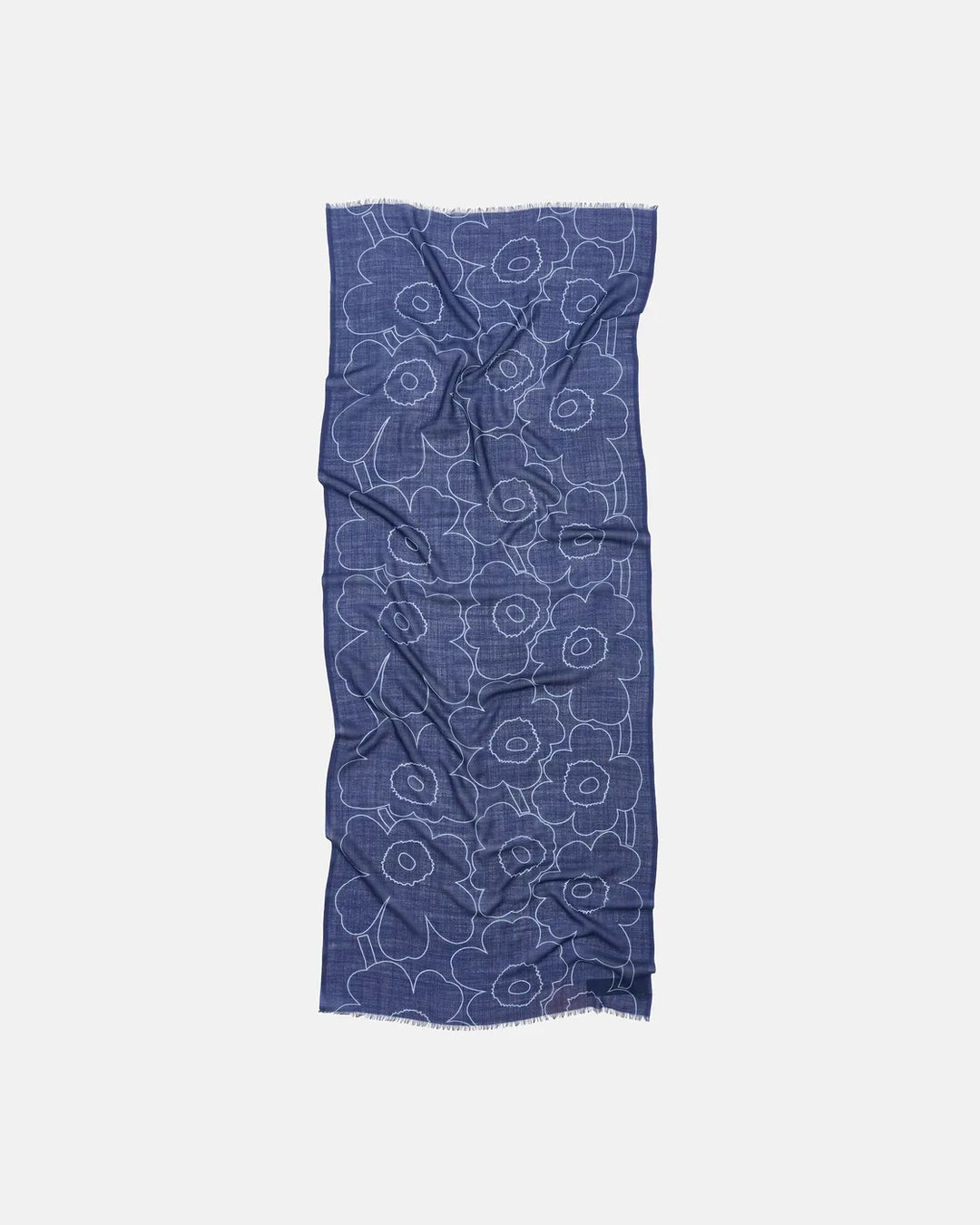 Fiore Piirto Unikko Wool Scarf | Dark Blue, Light Blue | 28" x 72"