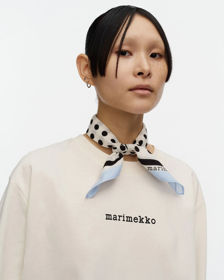 Astrilli Pallo Cotton Scarf | White, Black, Blue | 22" x 22"