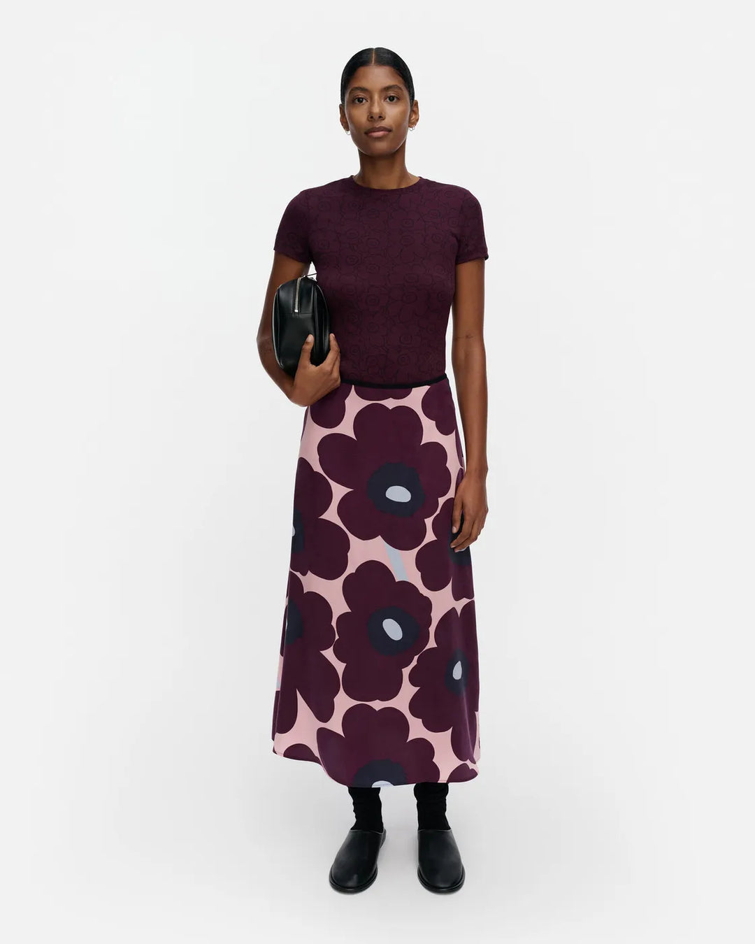 Edeta Unikko Midi Skirt | Pink, Wine, Navy
