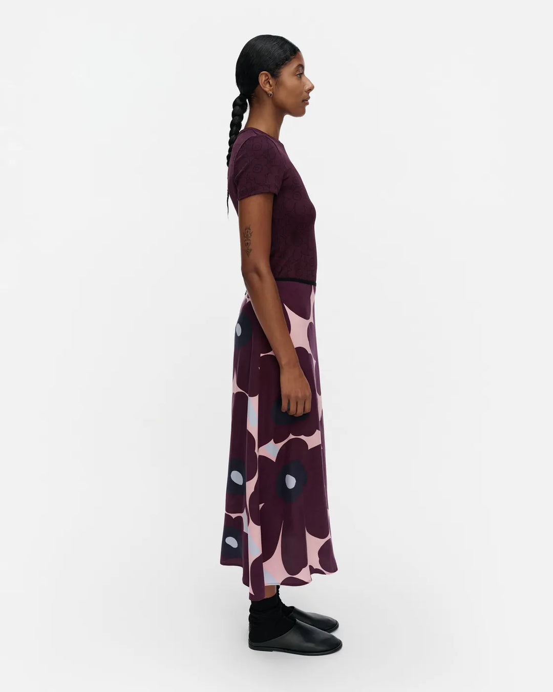 Edeta Unikko Midi Skirt | Pink, Wine, Navy