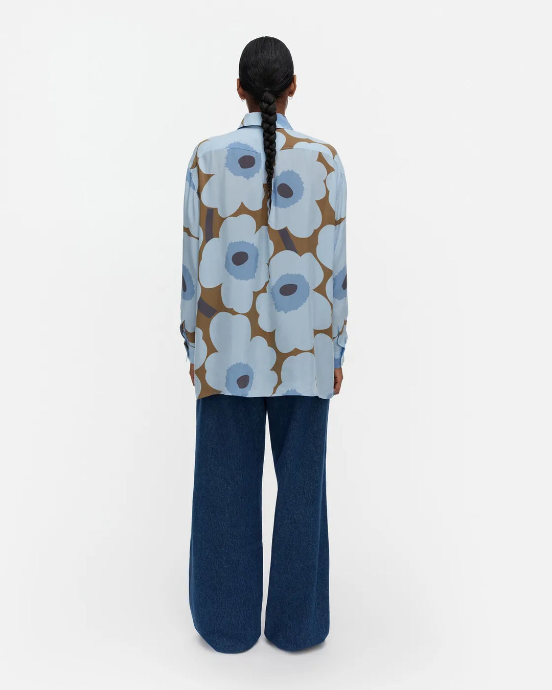 Jarki Unikko Long Sleeve Blouse | Light Blue, Olive Green