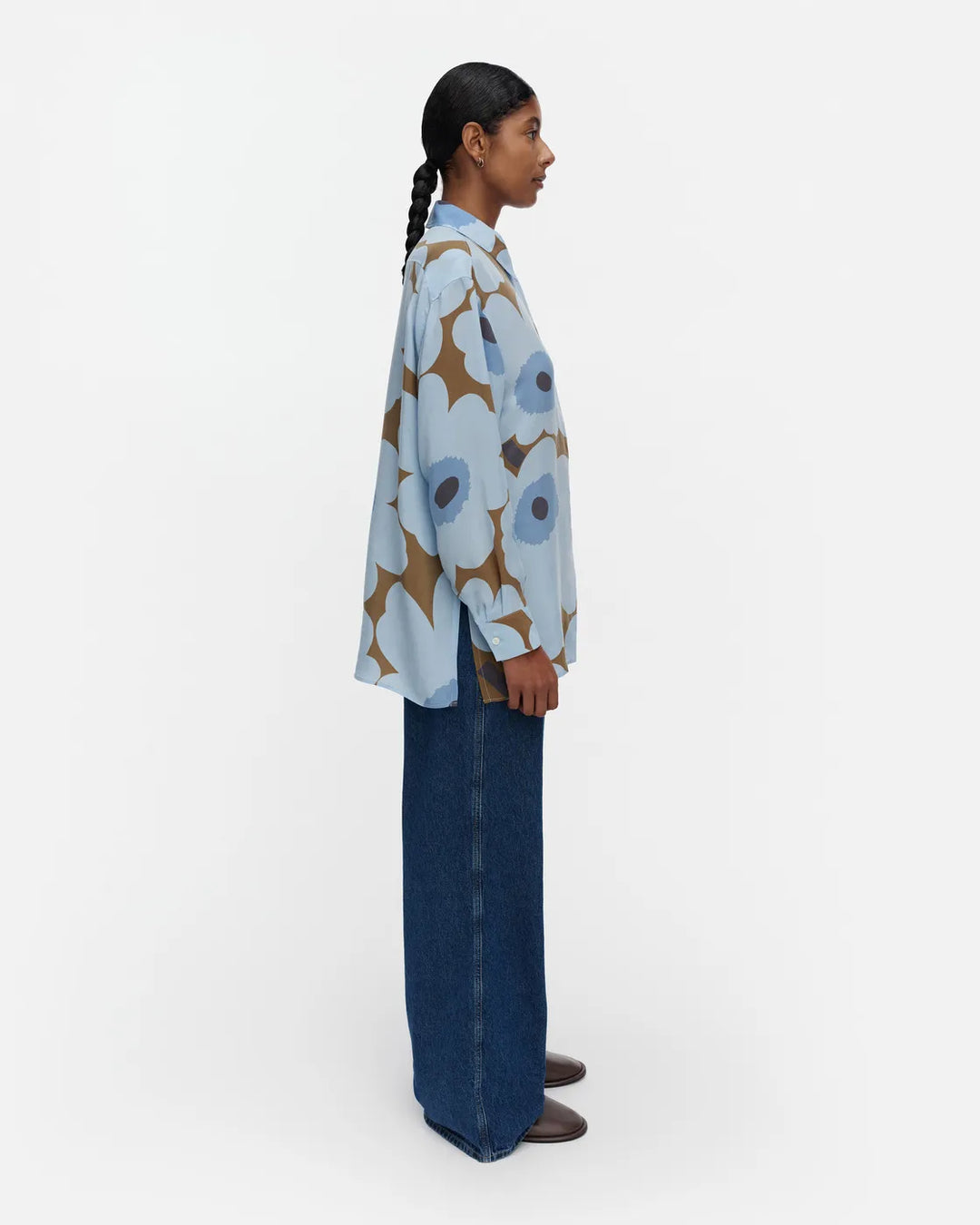 Jarki Unikko Long Sleeve Blouse | Light Blue, Olive Green