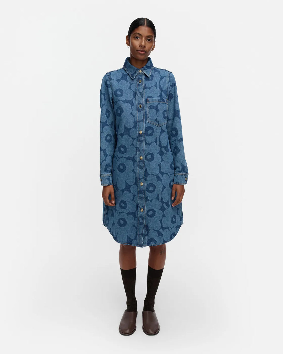 Maridenim Unikko Long Sleeve Dress | Mid Indigo