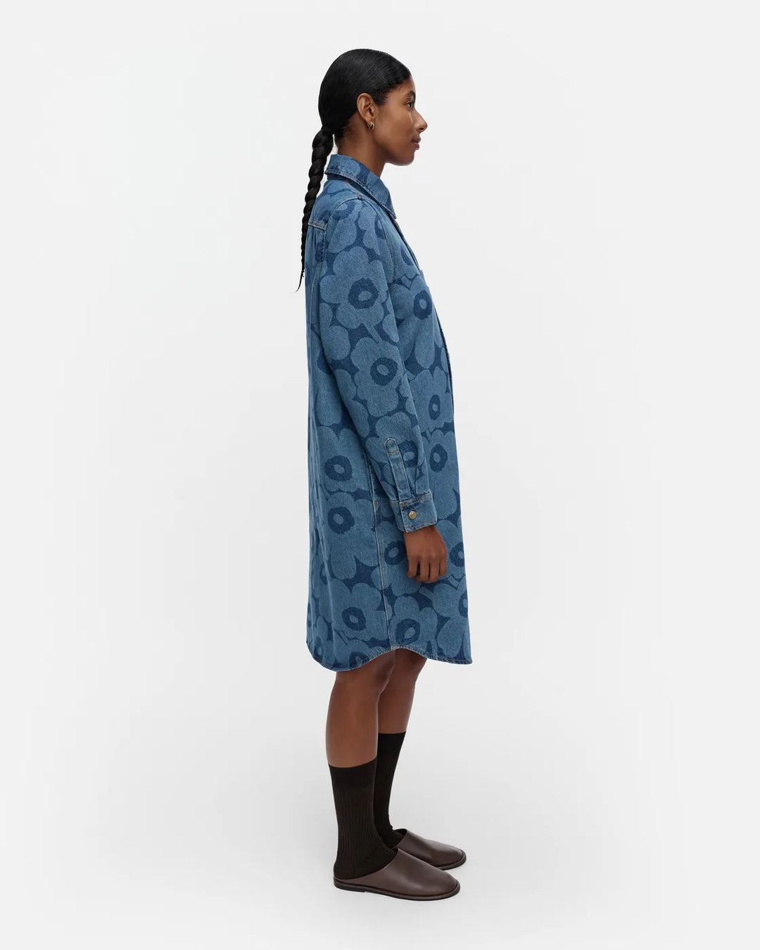 Maridenim Unikko Long Sleeve Dress | Mid Indigo