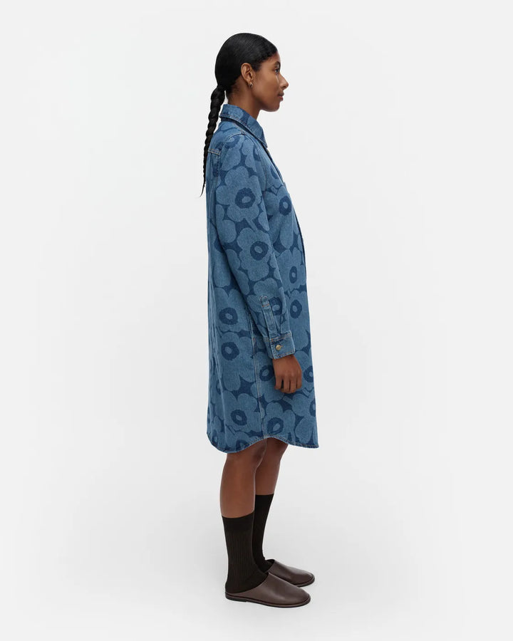 Maridenim Unikko Long Sleeve Dress | Mid Indigo