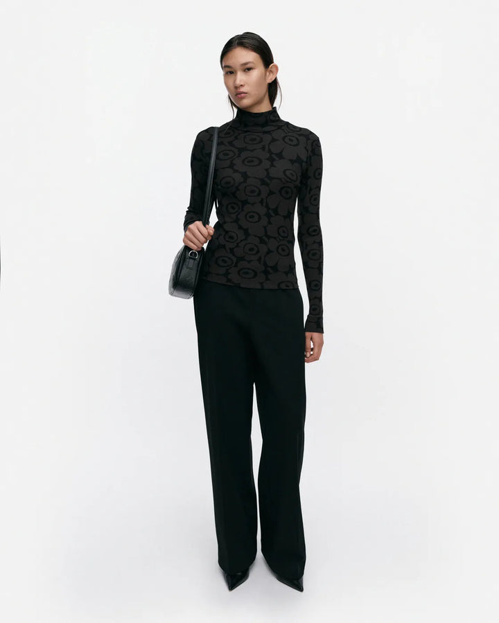 Unikko Wool Rib Turtleneck | Black, Dark Grey