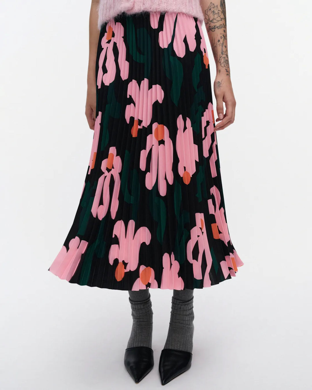 Pii Kukkahattu Midi Skirt | Black, Green, Pink