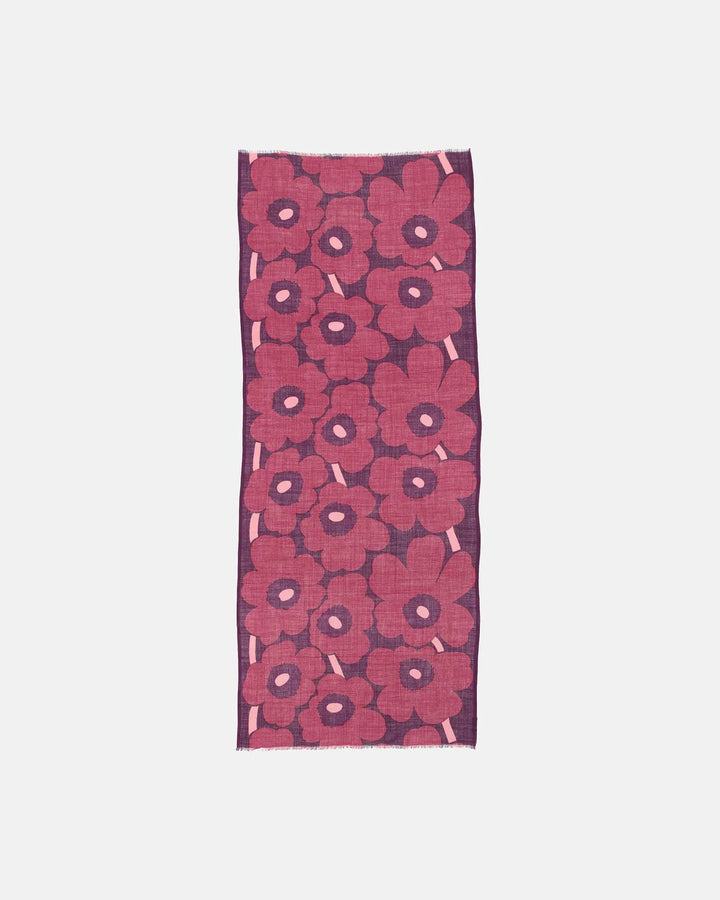 Fiore  Unikko Wool Scarf |Burgundy Multi | 28" x 72"