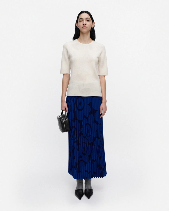 Wool Knit Short Sleeve Top | Lossi Pattern Off White
