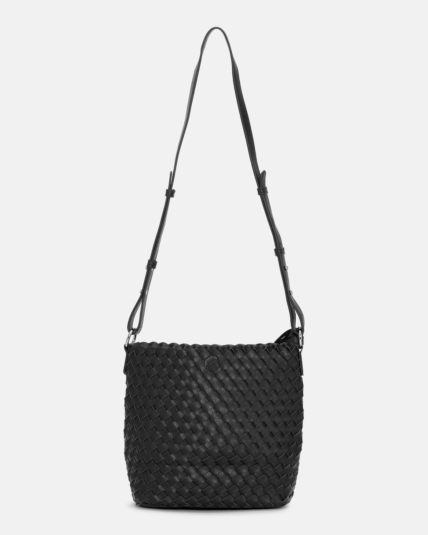 Mini Woven Crossbody Bag, Black /Gunmetal