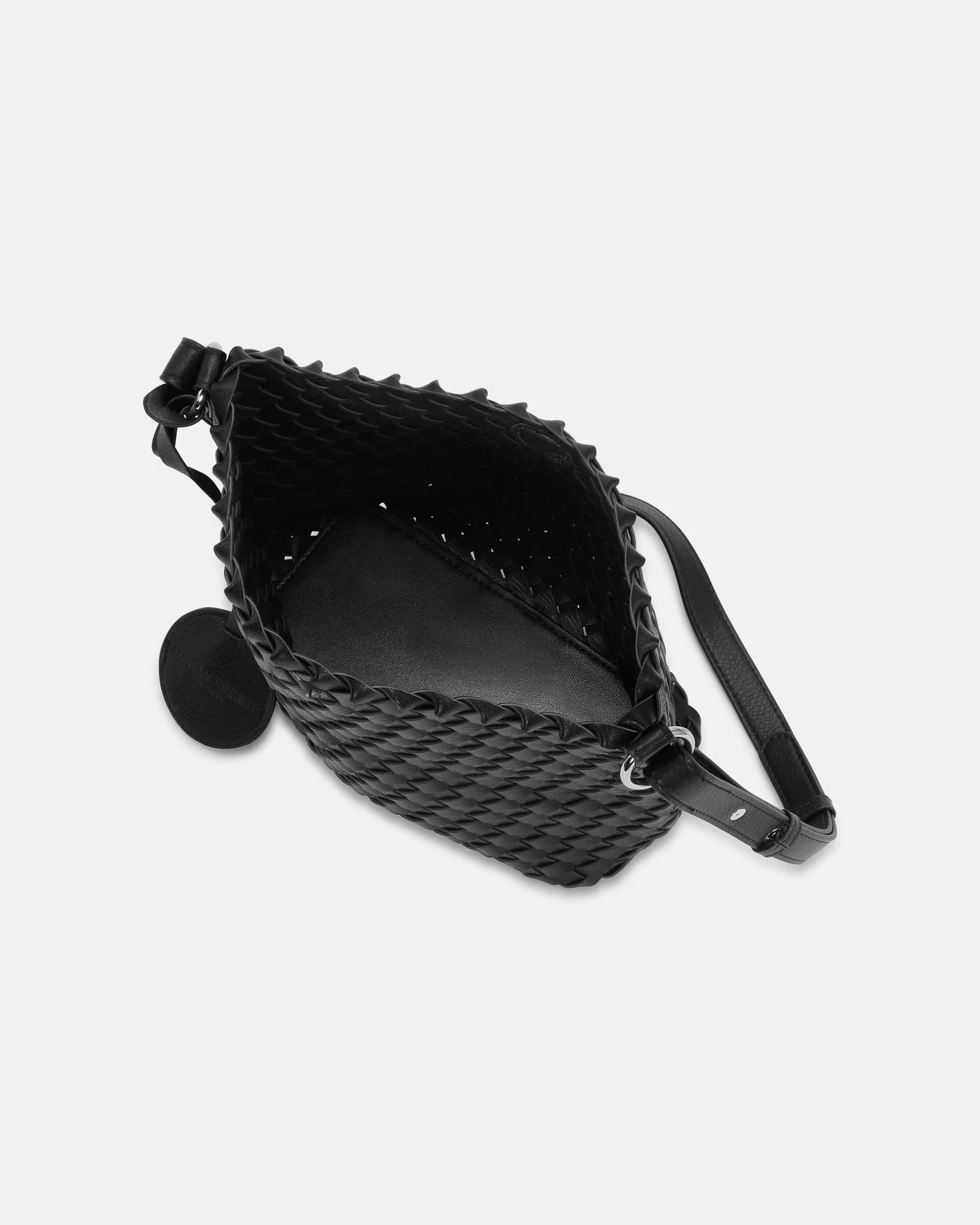 Mini Woven Crossbody Bag, Black /Gunmetal