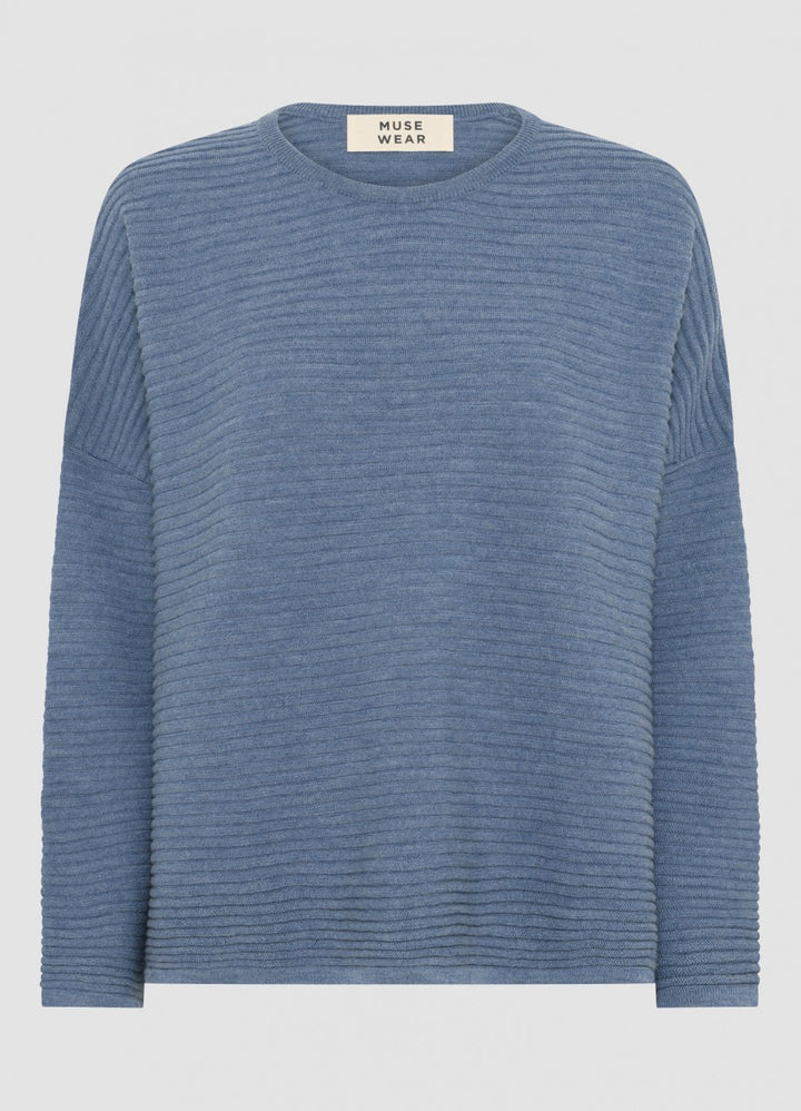 Muse Wear | Ebba Ribbed Merino Sweater | Soft Blue | One Size