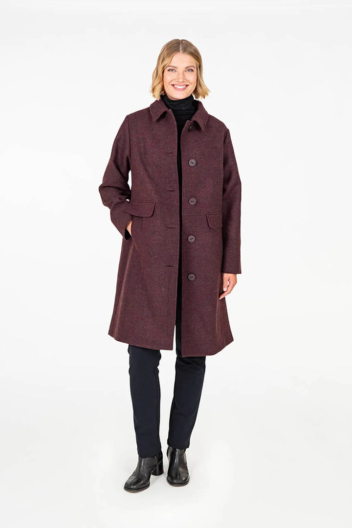 Falla Finland | Garda Wool Coat | Burgundy Melange