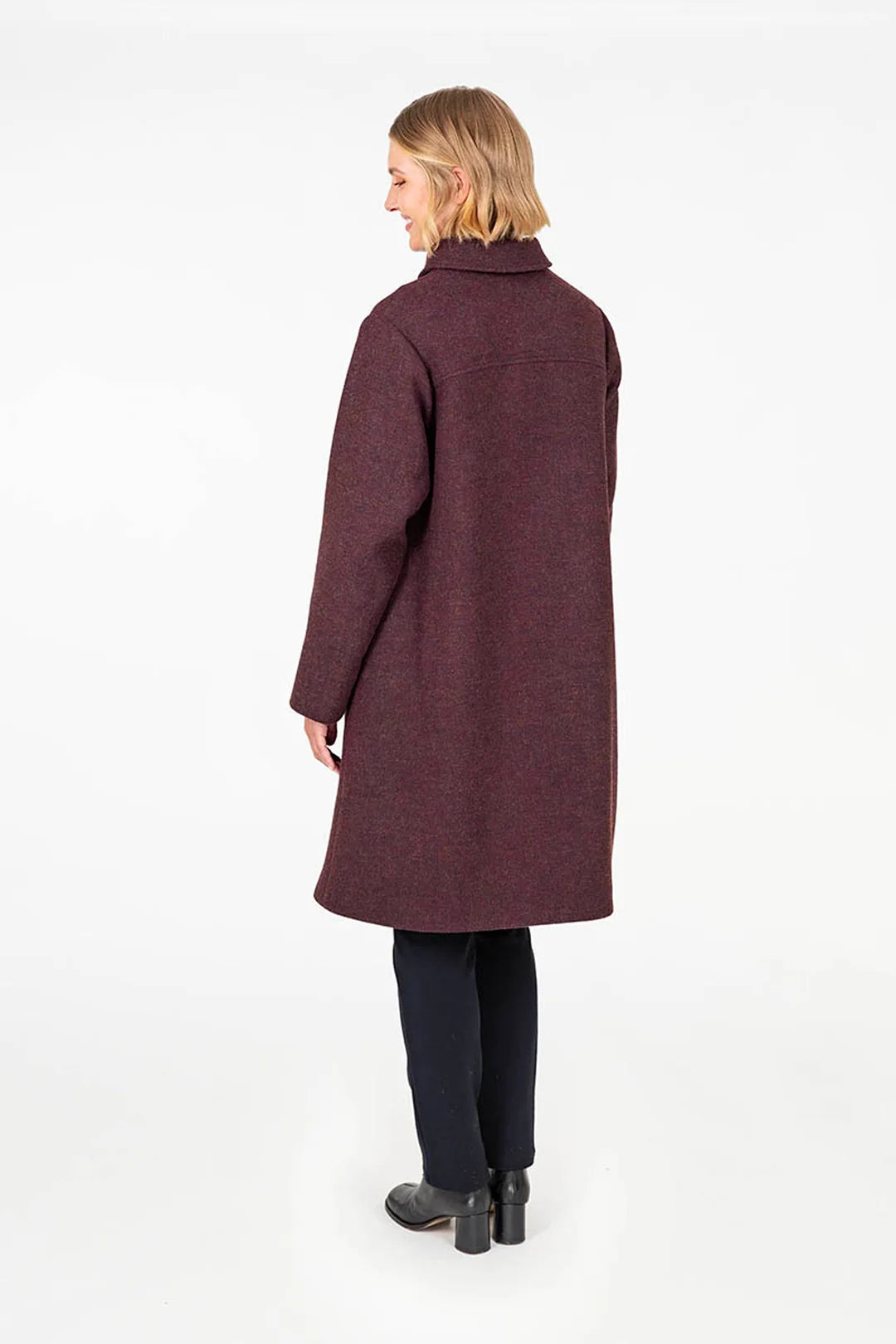 Falla Finland | Garda Wool Coat | Burgundy Melange