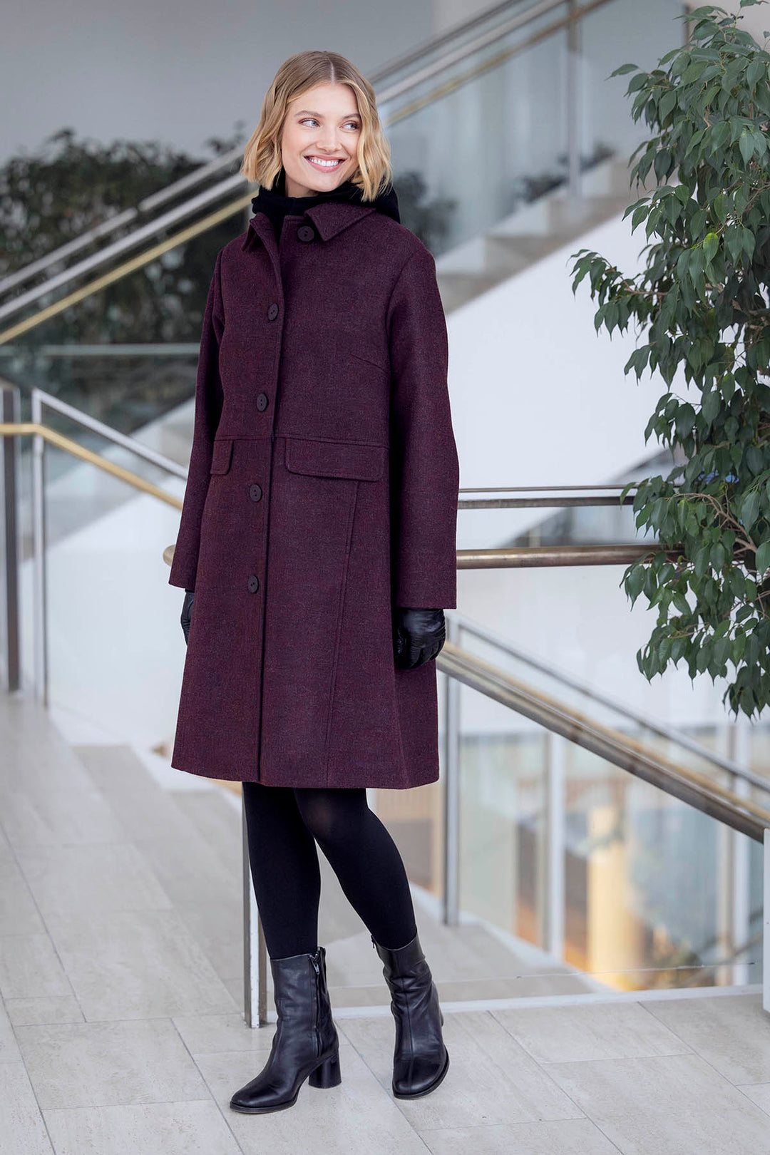 Falla Finland | Garda Wool Coat | Burgundy Melange