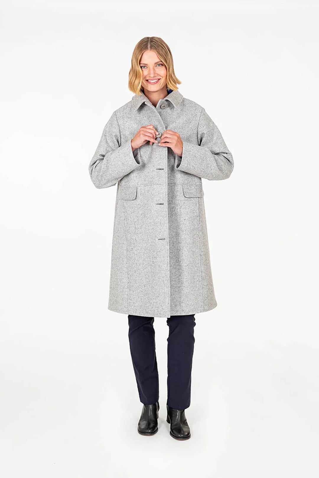 Falla Finland | Garda Wool Coat | Light Grey Melange