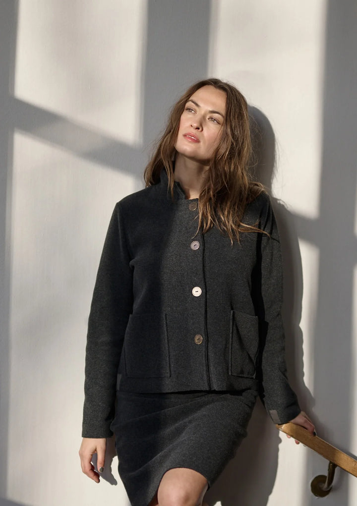 Henriette Italian Fleece Jacket | Soft Black