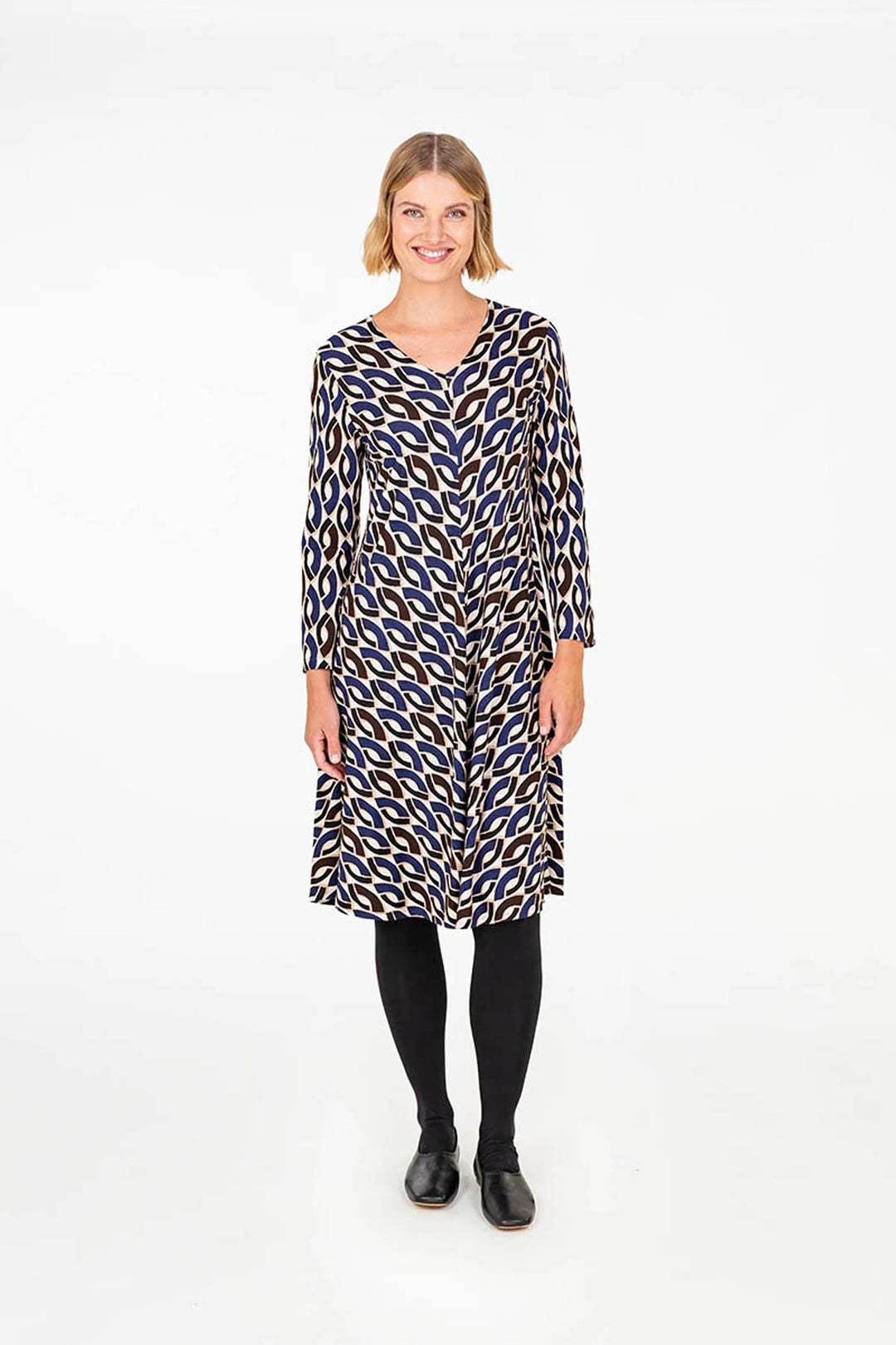 Falla Finland | Kassiopeia Jersey Dress | Beige Print