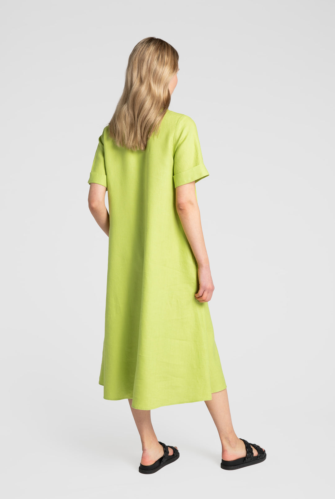 Kuusama Liv  Linen  Dress, Kiwi Green