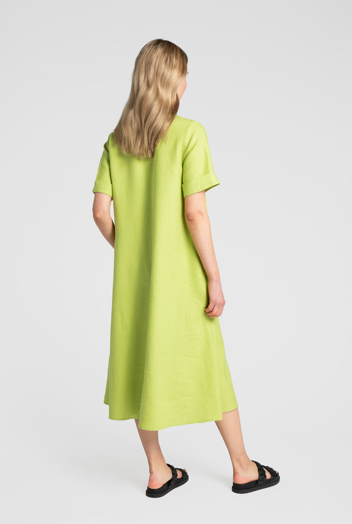 Kuusama Liv  Linen  Dress, Kiwi Green