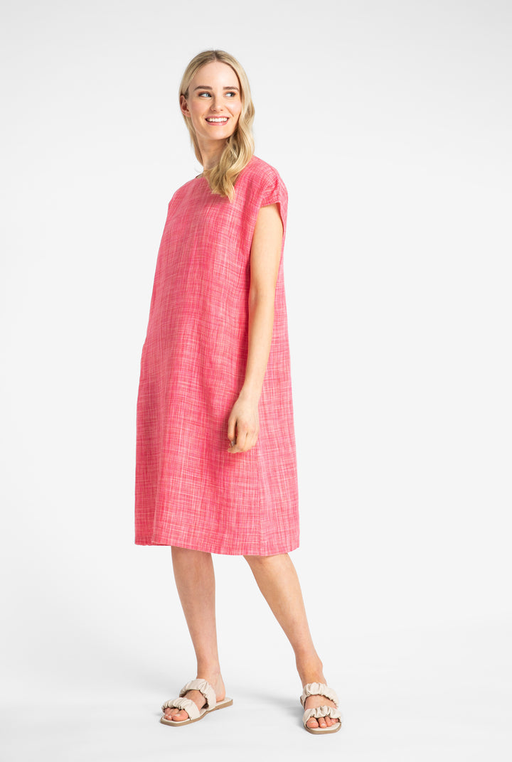 Kuusama Beck Linen  Dress, Pink Melange