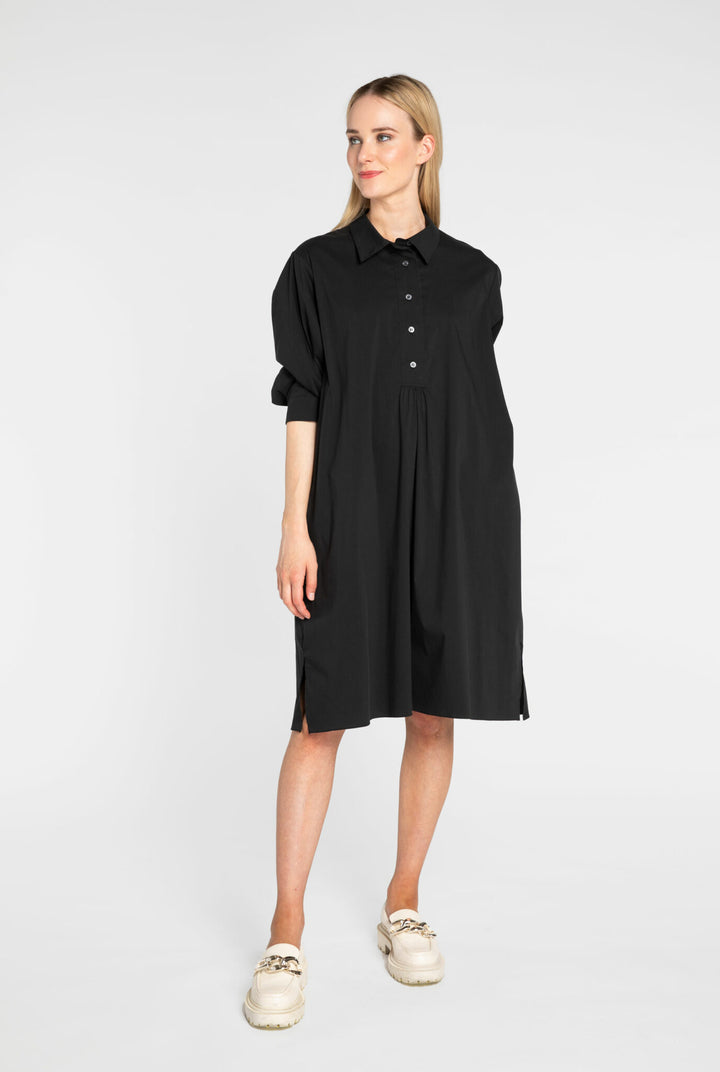 Frances Poplin Shirt Dress, Black