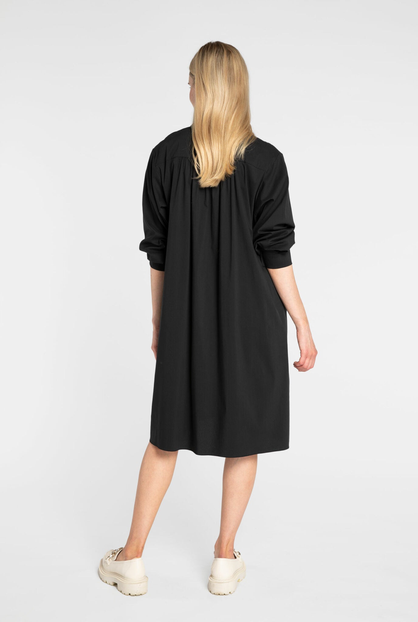 Frances Poplin Shirt Dress, Black