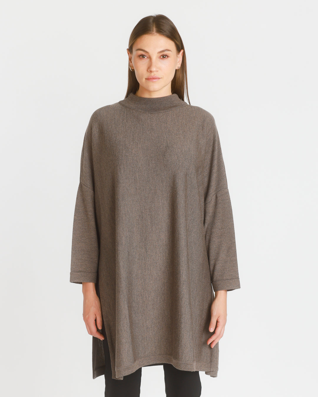 Vilna  Merino Sweater Tunic. Taupe. One Size. Final Sale