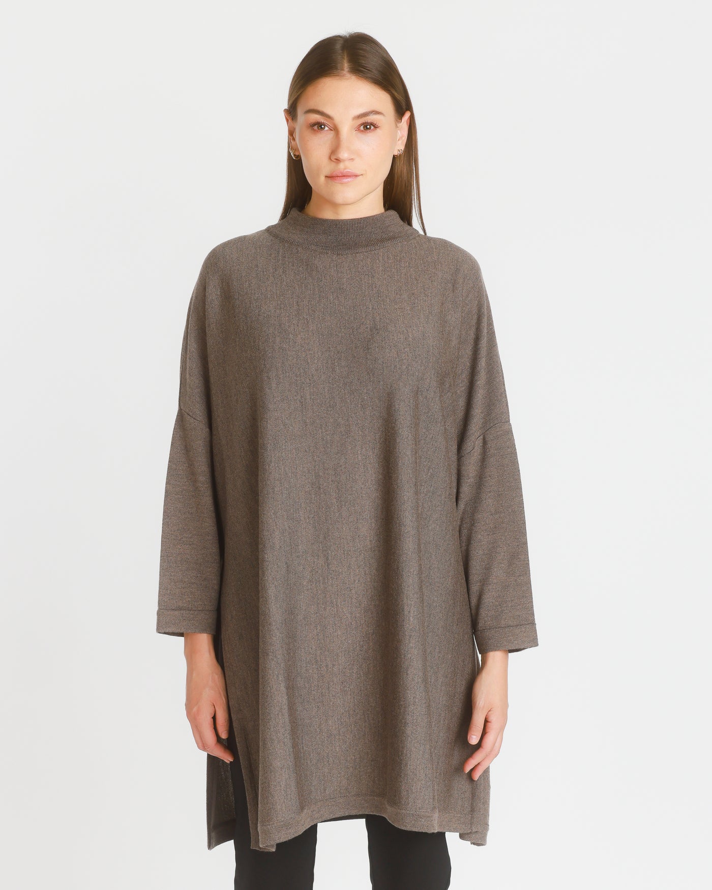 Vilna  Merino Sweater Tunic. Taupe. One Size