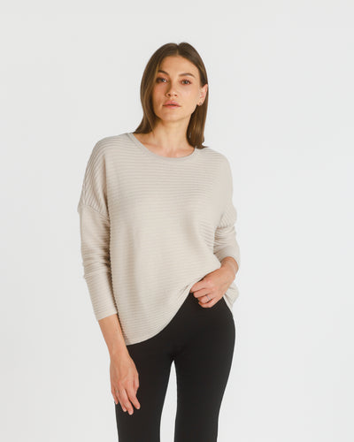 Muse Merino Ribbed Sweater. Light Beige. One Size