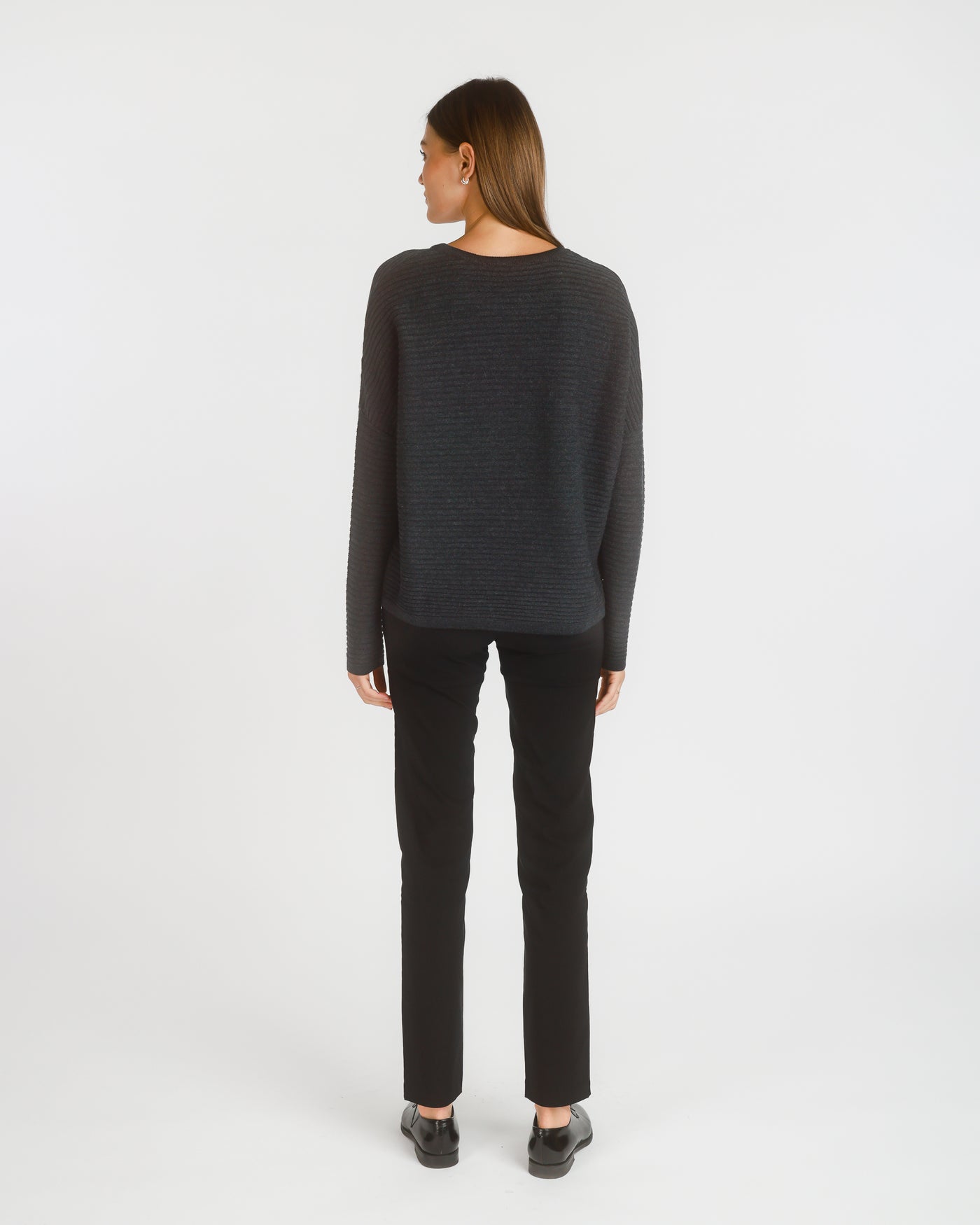 Muse Merino Ribbed Sweater. Charcoal. One Size