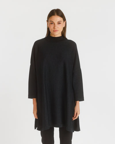 Vilna  Merino Sweater Tunic. Charcoal. One Size