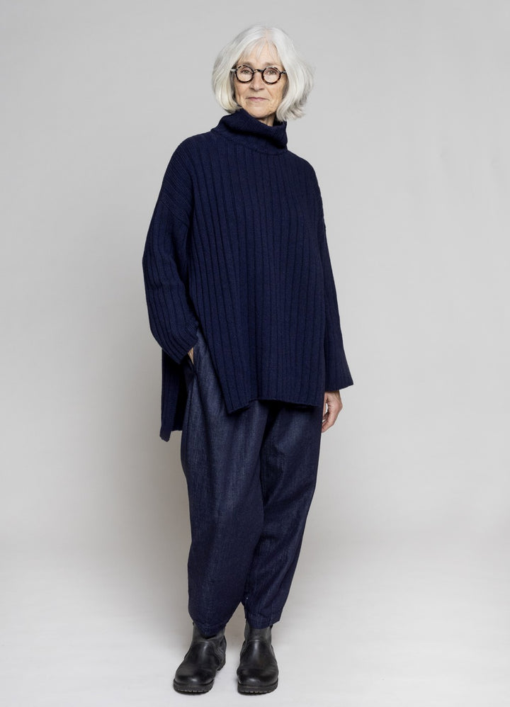 Muse Wear | Maren Wool Cape Sweater | Navy | One Size