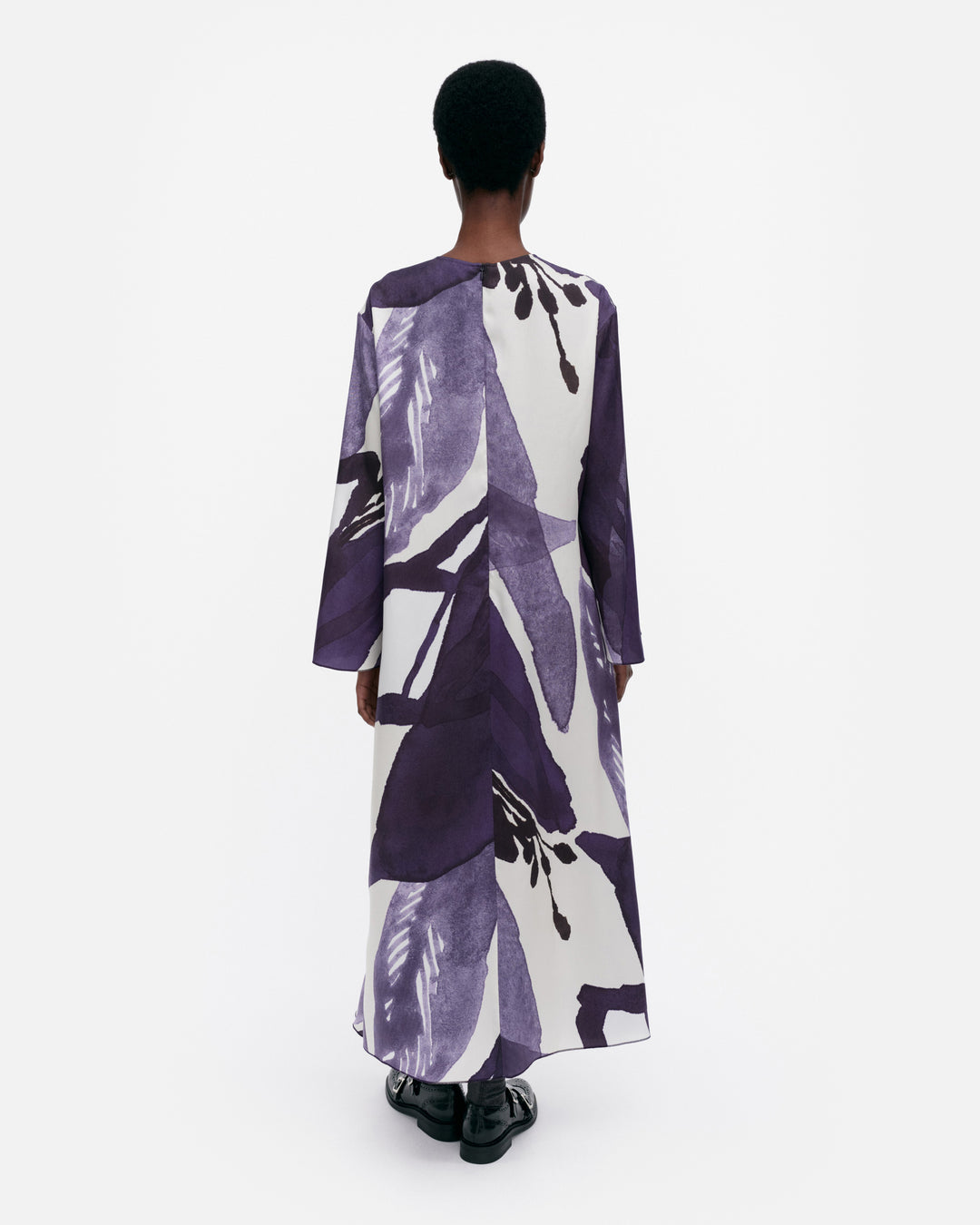 Fluidi Kylmänkukka Lyocell/Viscose Long Sleeve Dress | Violet, Off-white