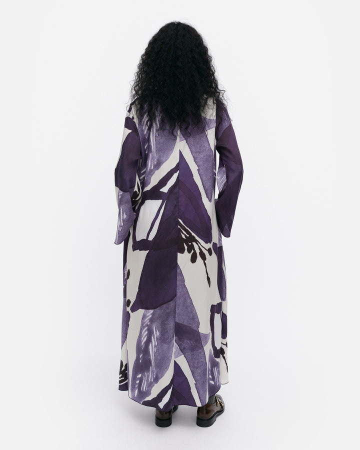 Fluidi Kylmänkukka Lyocell/Viscose Long Sleeve Dress | Violet, Off-white