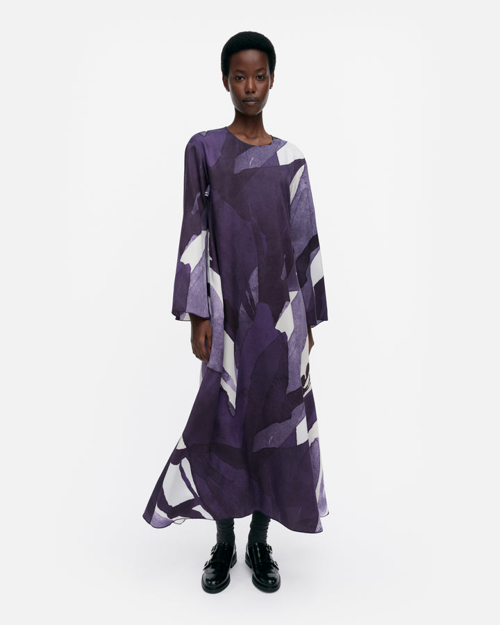 Fluidi Kylmänkukka Lyocell/Viscose Long Sleeve Dress | Violet, Off-white