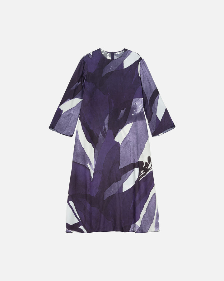Fluidi Kylmänkukka Lyocell/Viscose Long Sleeve Dress | Violet, Off-white