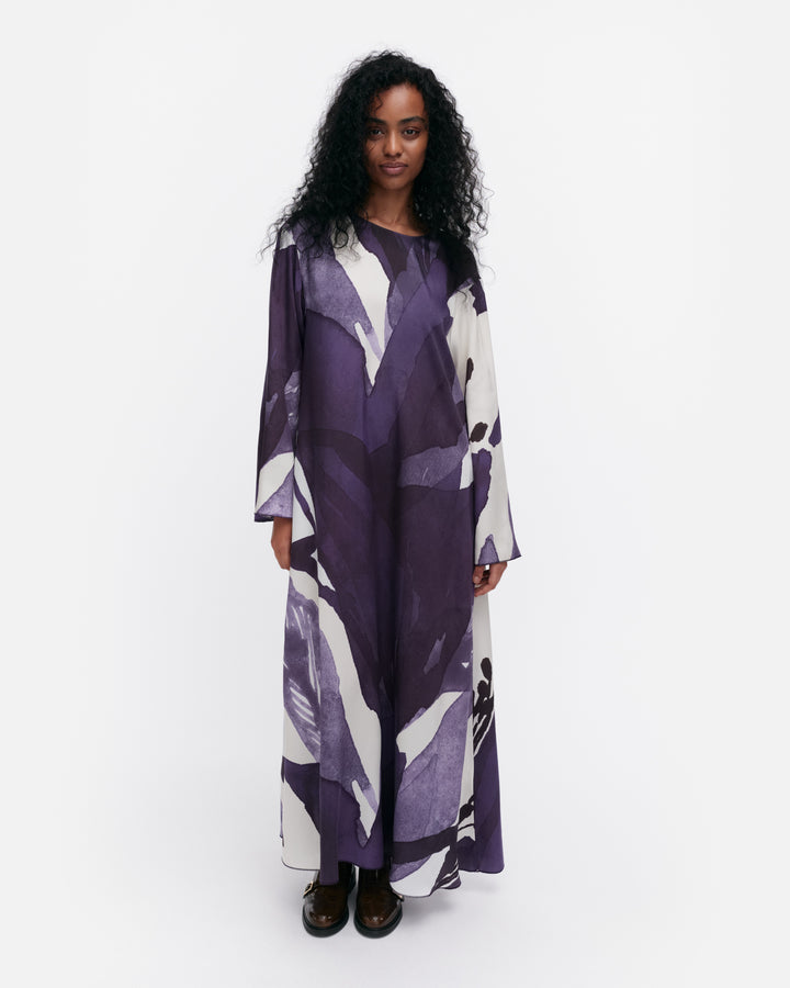 Fluidi Kylmänkukka Lyocell/Viscose Long Sleeve Dress | Violet, Off-white